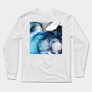 White Sand Blue Sea - alcohol ink painting Long Sleeve T-Shirt